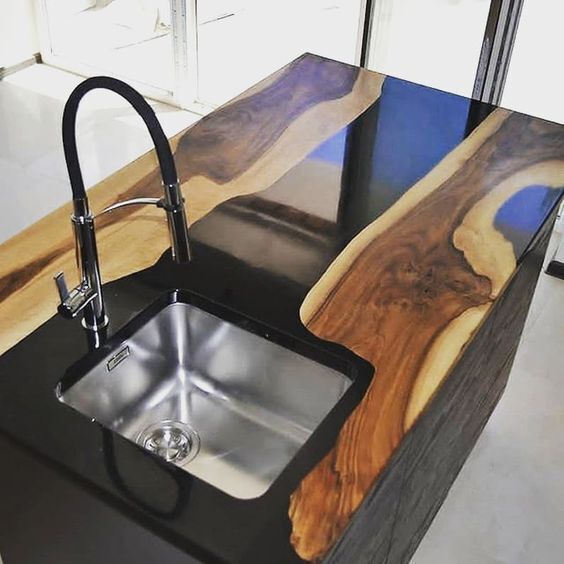 Custom Black Walnut Epoxy Kitchen Countertop BRT-84