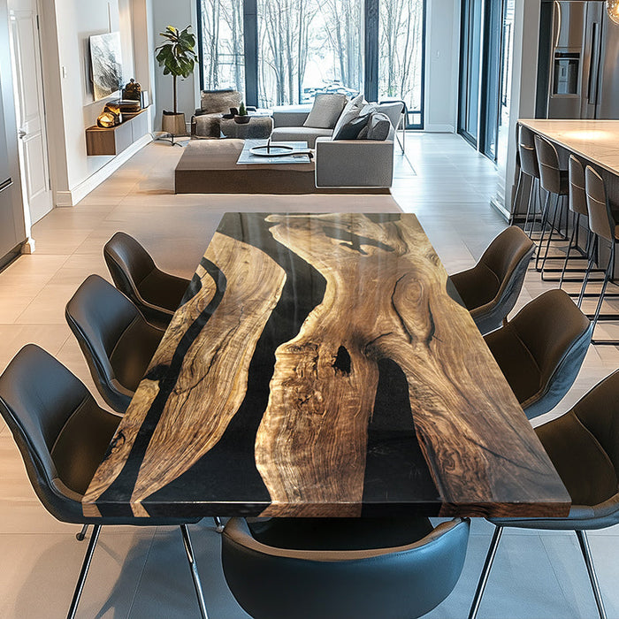 Custom Olive Black Epoxy Resin Dining Table ORT-50