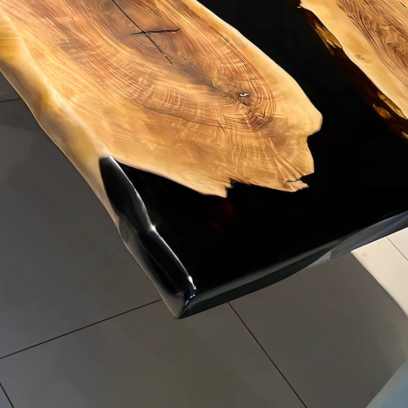Custom Black Walnut Epoxy Resin River Table Black Pearl BRT-63