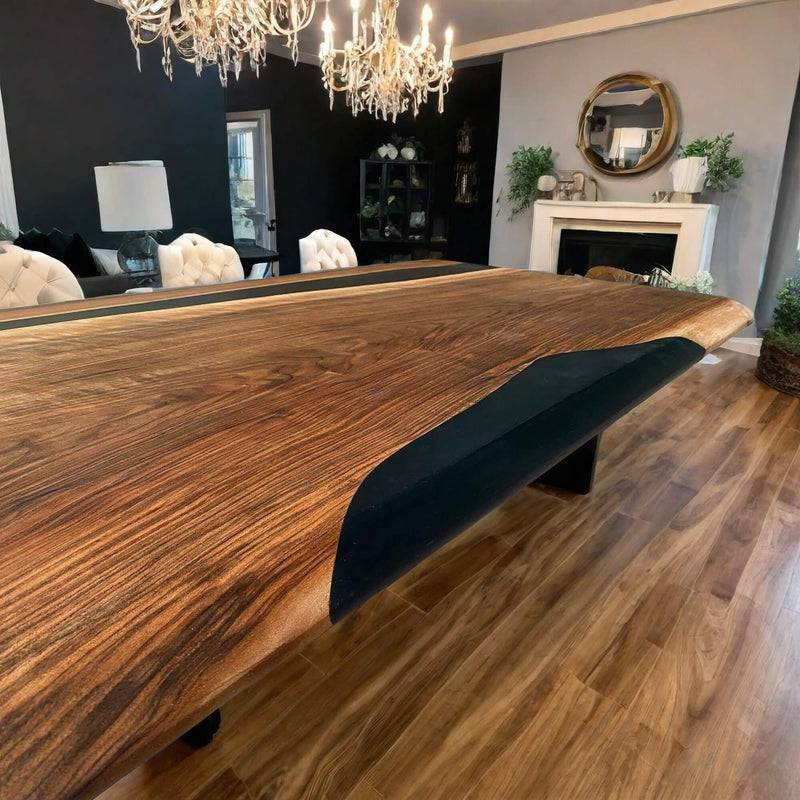 Custom Black Walnut Epoxy Resin River Table Black Resin BRT-31