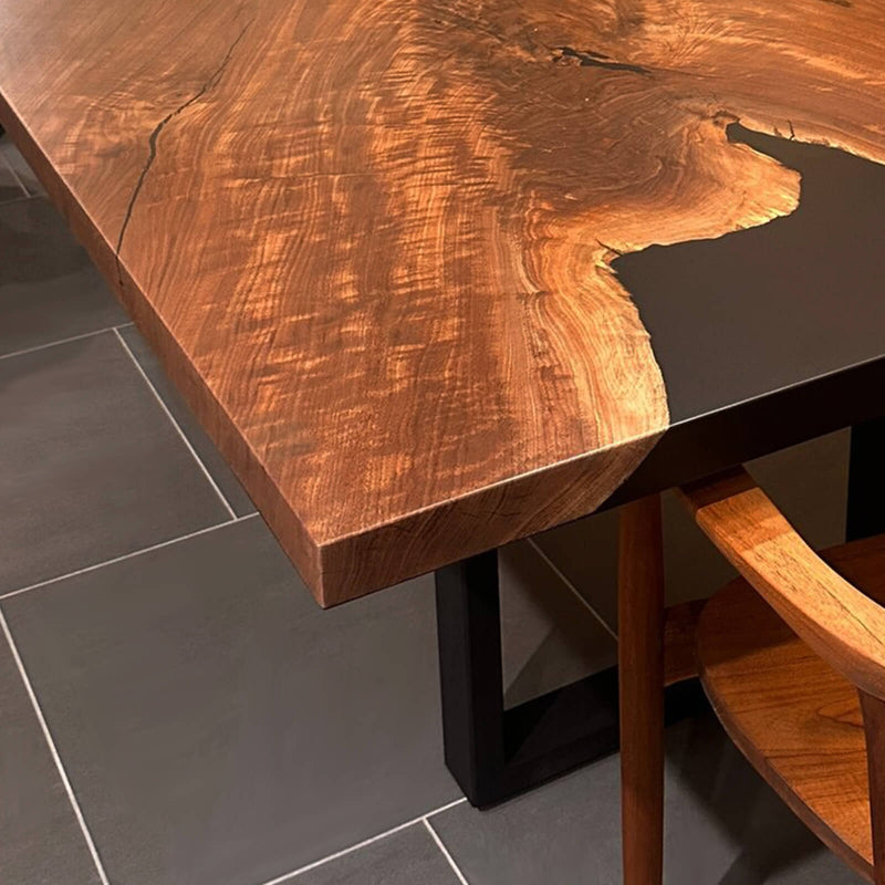 Custom Black Walnut Epoxy Resin River Table Black Resin BRT-98