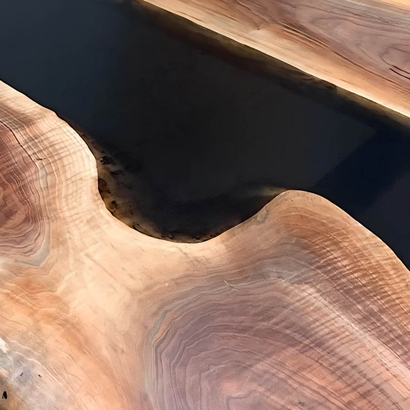 Custom Walnut Epoxy Resin River Table Black Resin WRT-68