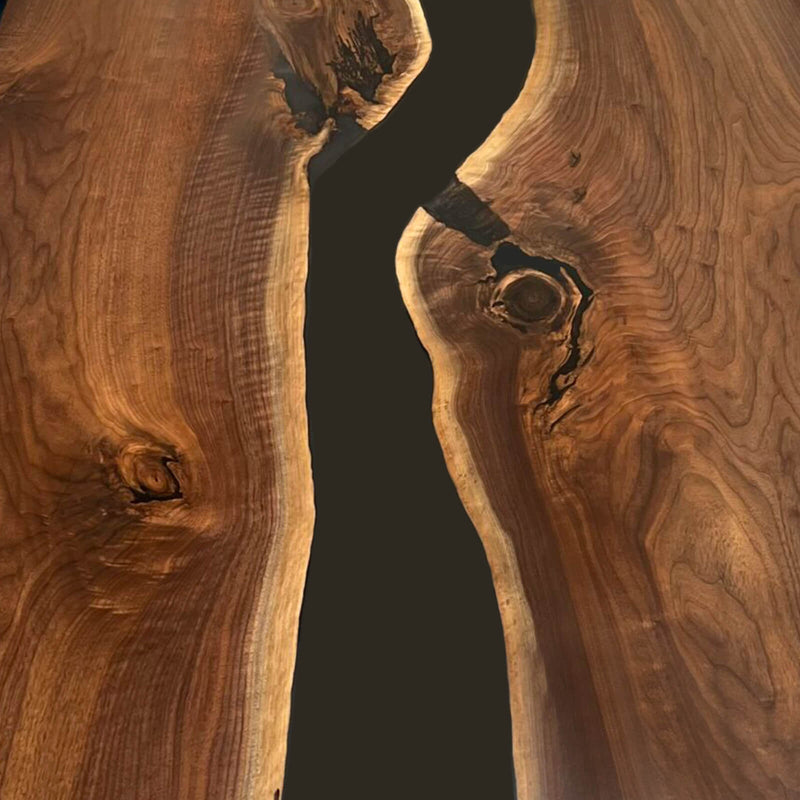 Custom Black Walnut Epoxy Resin River Table Black Resin BRT-100