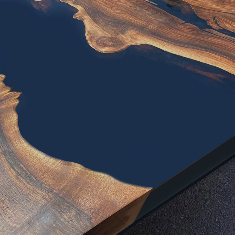 Custom Black Walnut Epoxy Resin River Table Black Resin BRT-34