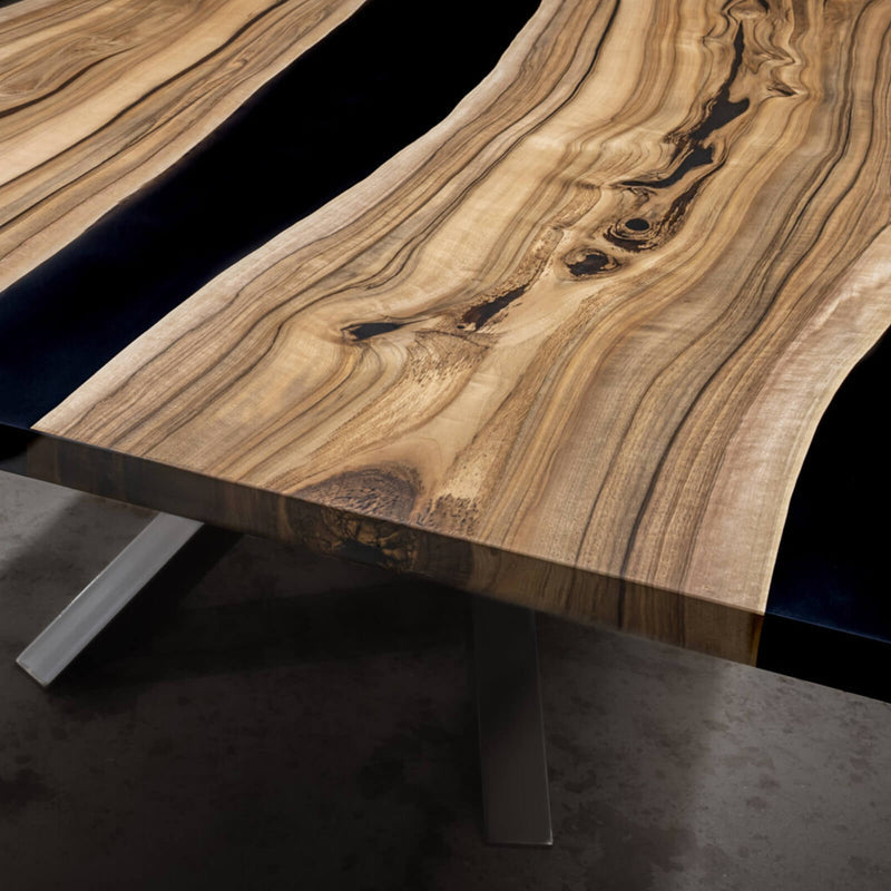 Custom Black Walnut Epoxy Resin River Table Black Resin BRT-13