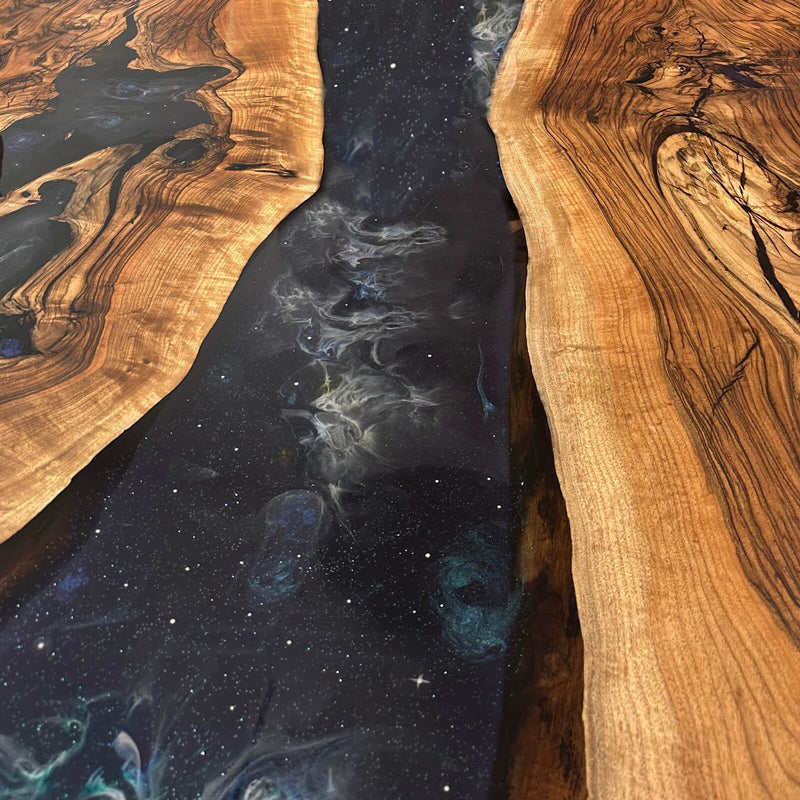 Custom Black Walnut Epoxy Resin River Table Black Resin BRT-21