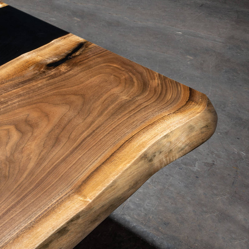 Custom Black Walnut Epoxy Resin River Table Black Resin BRT-80