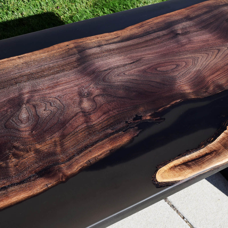 Custom Black Walnut Epoxy Resin River Table Black Resin BRT-93