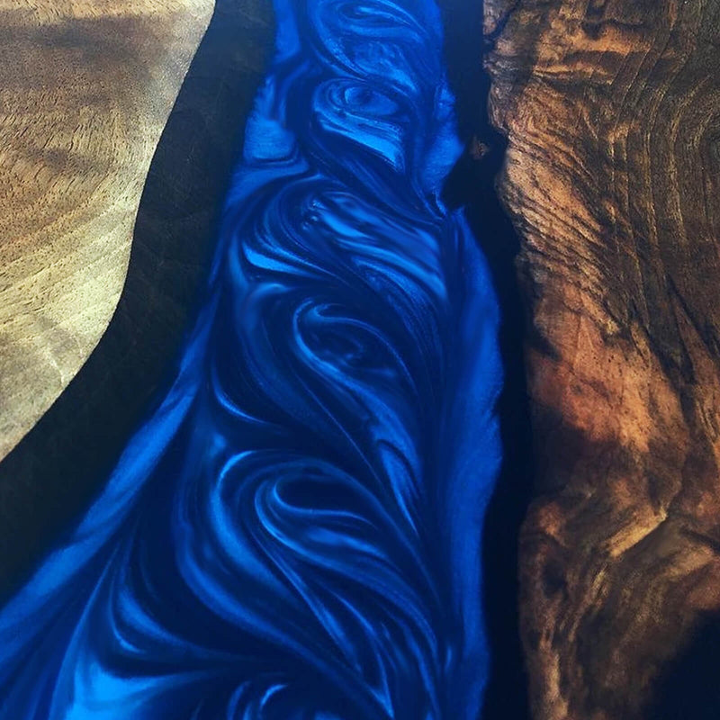 Custom Black Walnut Epoxy Resin River Table Blue Pearl BRT-97