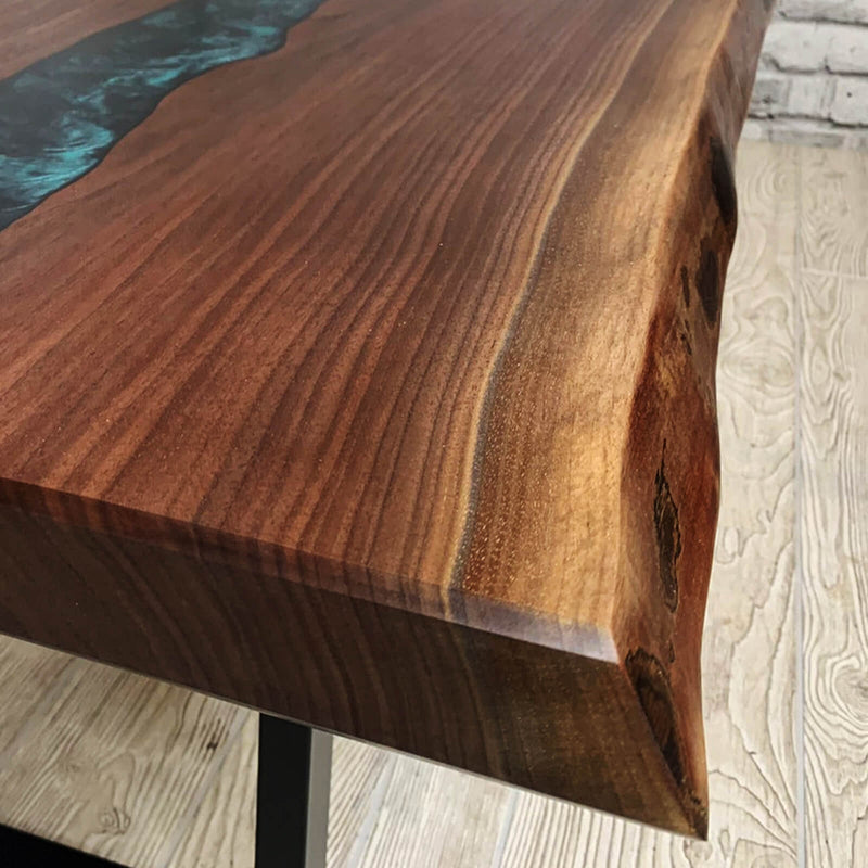 Custom Black Walnut Epoxy Resin River Table Blue Resin BRT-11