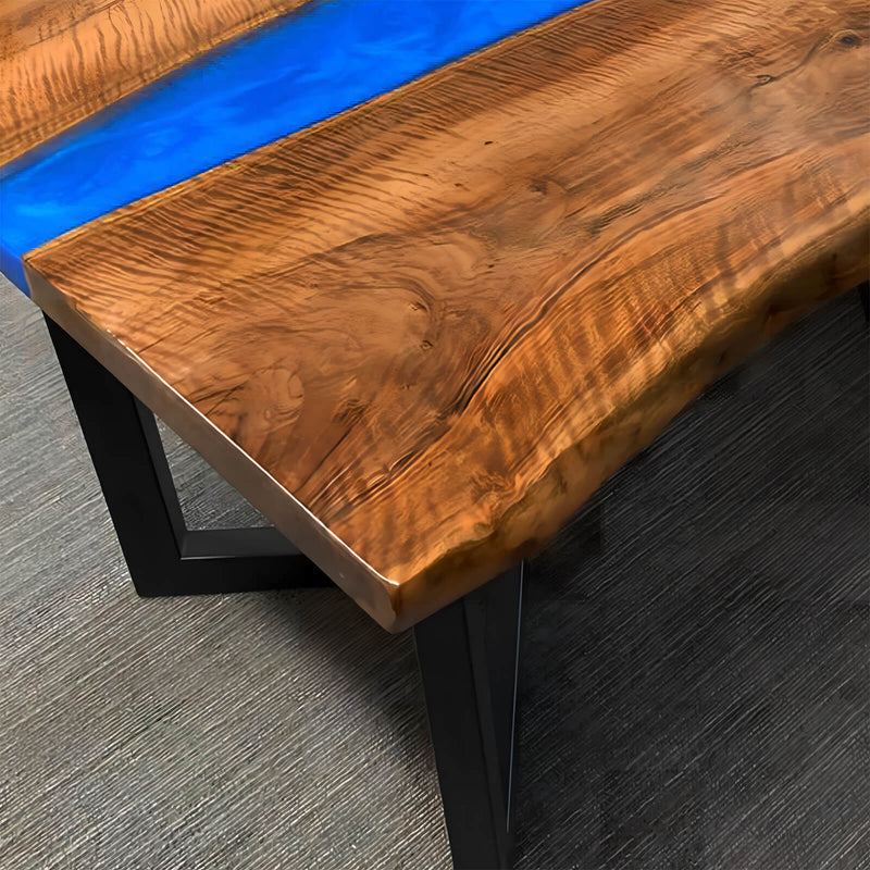 Custom Black Walnut Epoxy Resin River Table Blue Resin BRT-74