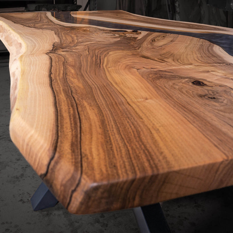 Custom Walnut Epoxy Resin River Table Gray Resin WRT-83