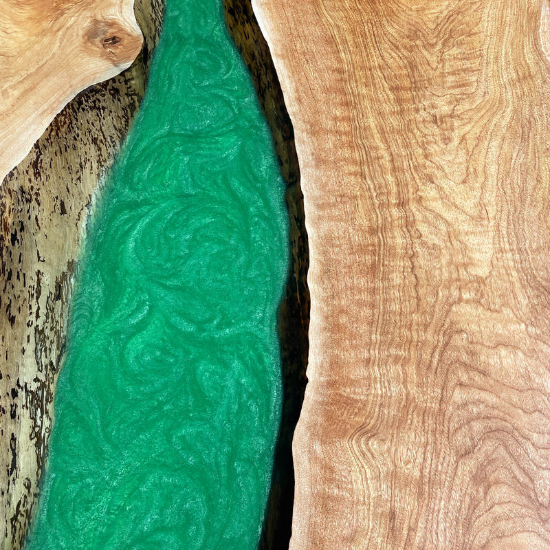 Custom Walnut Epoxy Resin River Table Green Pearl WRT-62