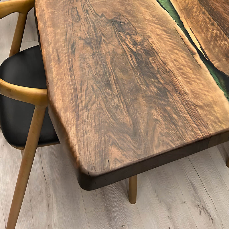 Custom Walnut Epoxy Resin River Table Green Resin WRT-22