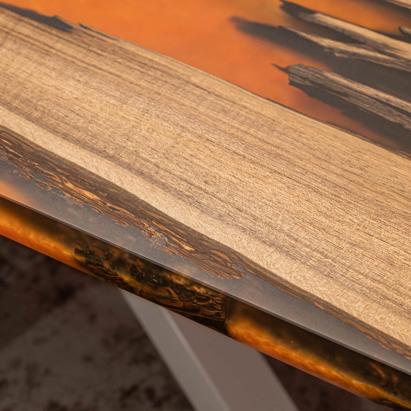 Custom Black Walnut Epoxy Resin River Table Orange Resin BRT-77