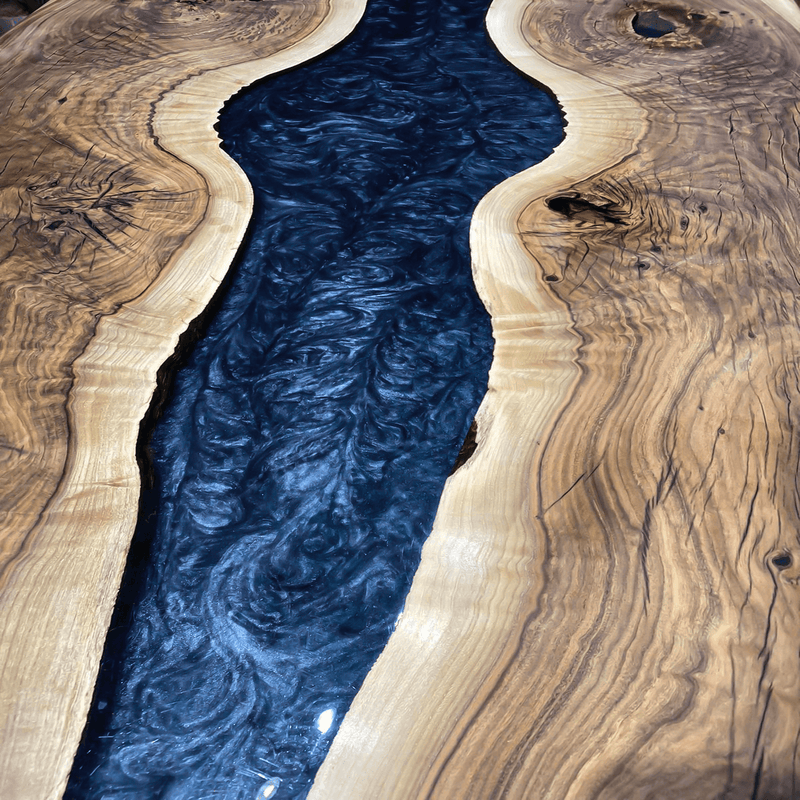 Custom Walnut Epoxy Resin River Table Pearl Gray WRT-71