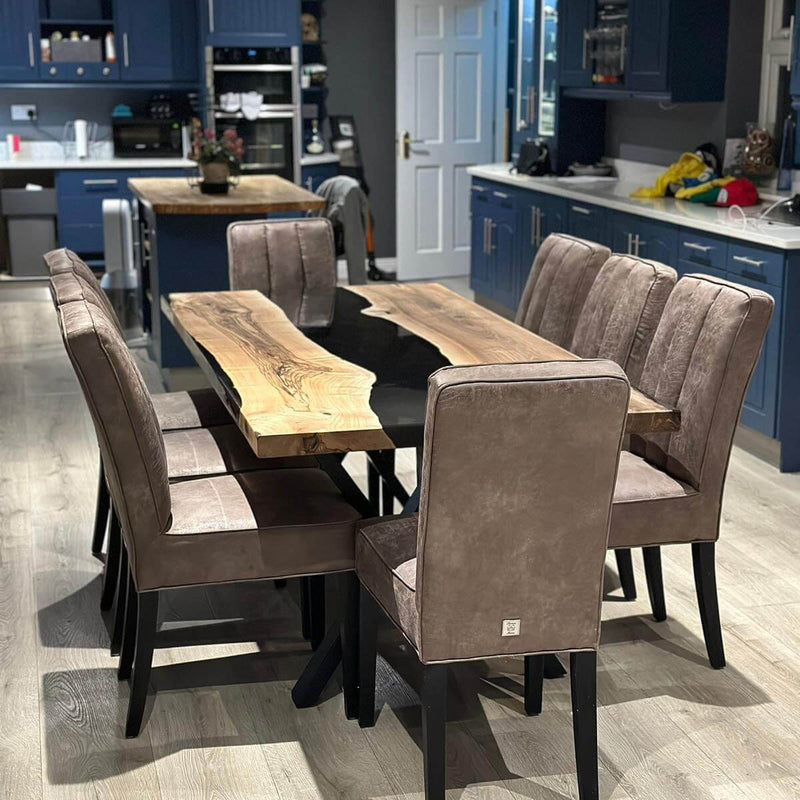 Custom Walnut Epoxy Resin River Table Smoked Black WRT-75