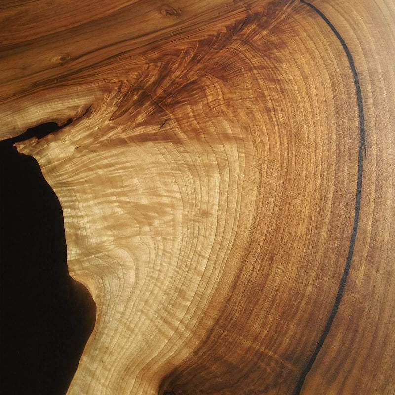 Custom Black Walnut Epoxy Resin Round Coffee Table Black Resin CRT-59