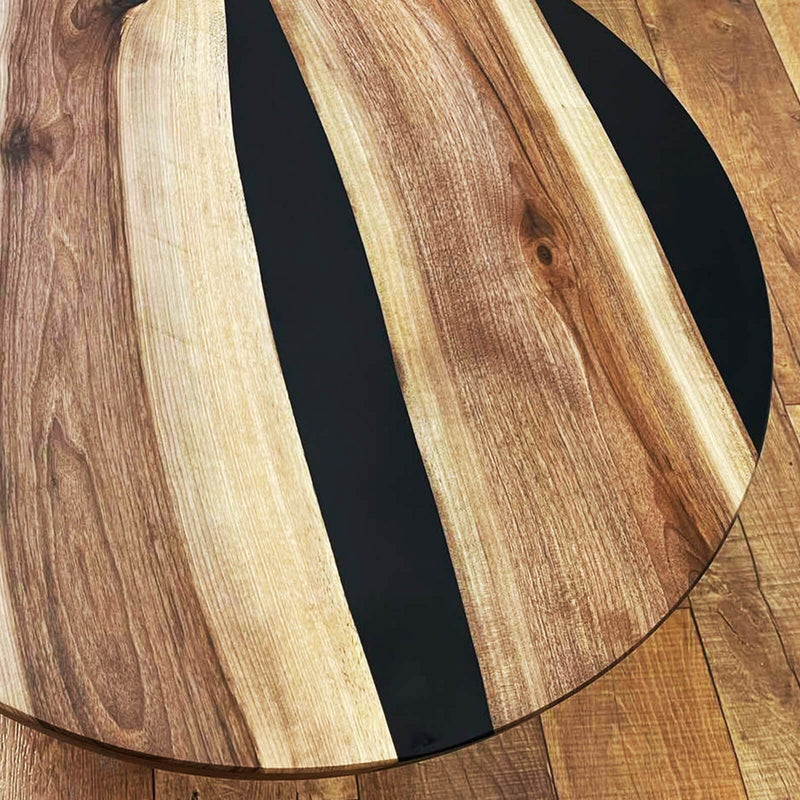 Custom Black Walnut Epoxy Resin Round Coffee Table Black Resin CRT-62