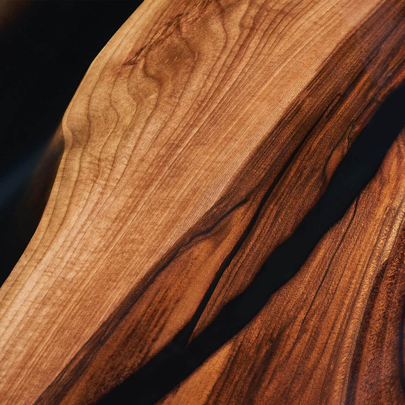 Custom Black Walnut Epoxy Resin Round Coffee Table Black Resin CRT-69