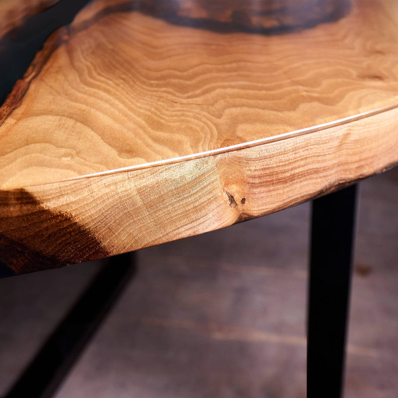 Custom Black Walnut Epoxy Resin Round Coffee Table Black Resin CRT-69