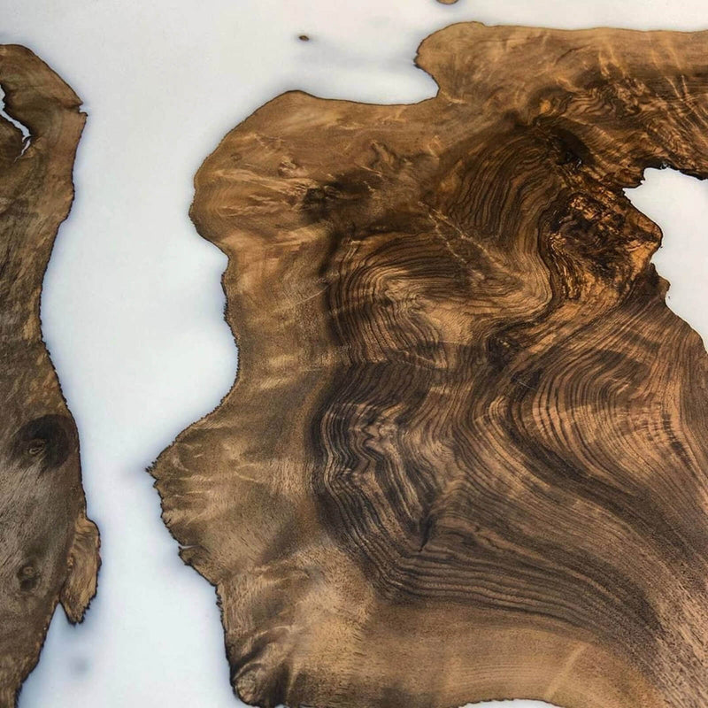 Custom Black Walnut Epoxy Resin Round Coffee Table White Resin CRT-67