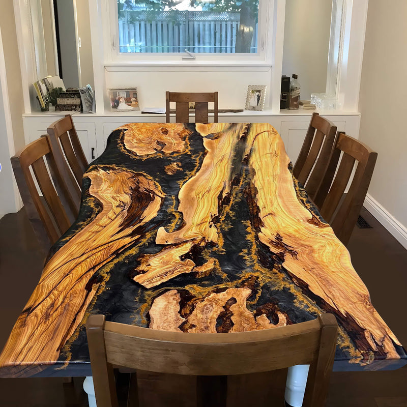 Custom Olive Epoxy Resin River Table Black Gold ORT-40
