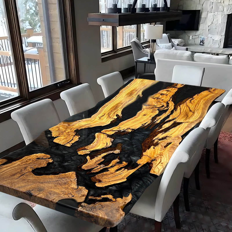 Custom Olive Epoxy Resin River Table Black Pearl ORT-39