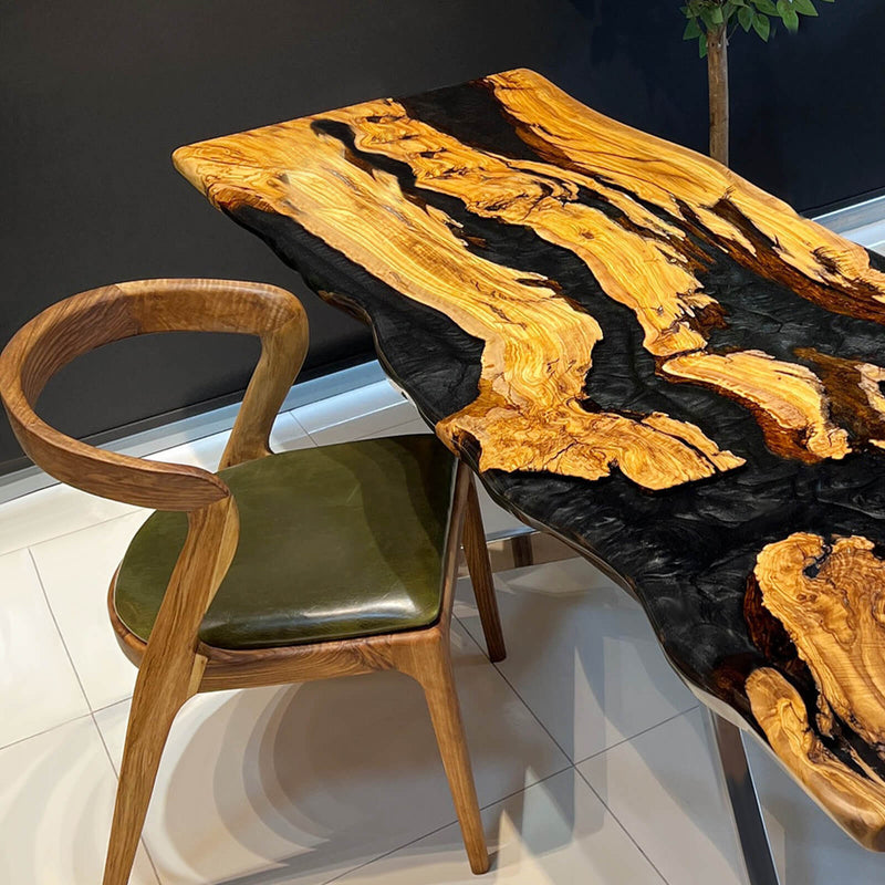 Custom Olive Epoxy Resin River Table Black Pearl ORT-39
