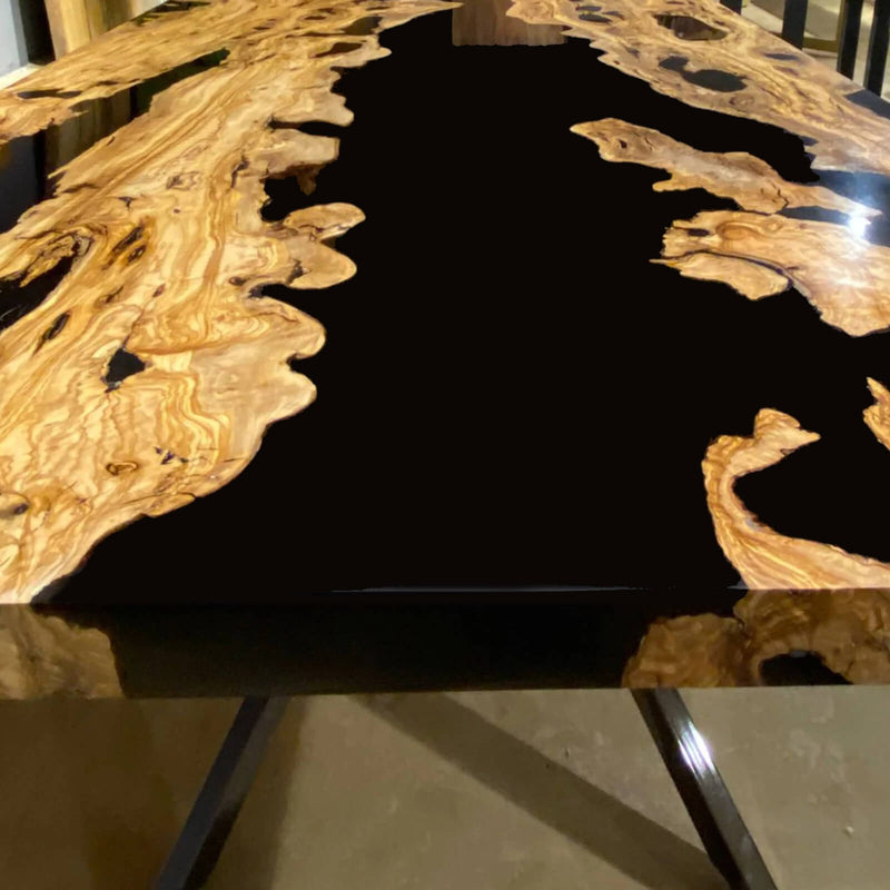 Custom Olive Epoxy Resin River Table Black Resin ORT-14