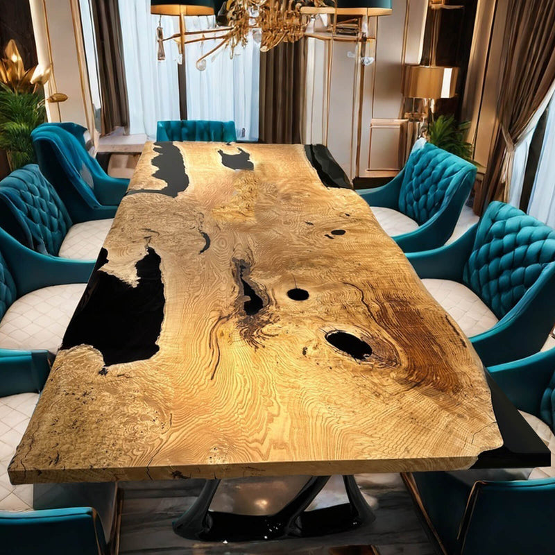 Custom Olive Epoxy Resin River Table Black Resin ORT-36