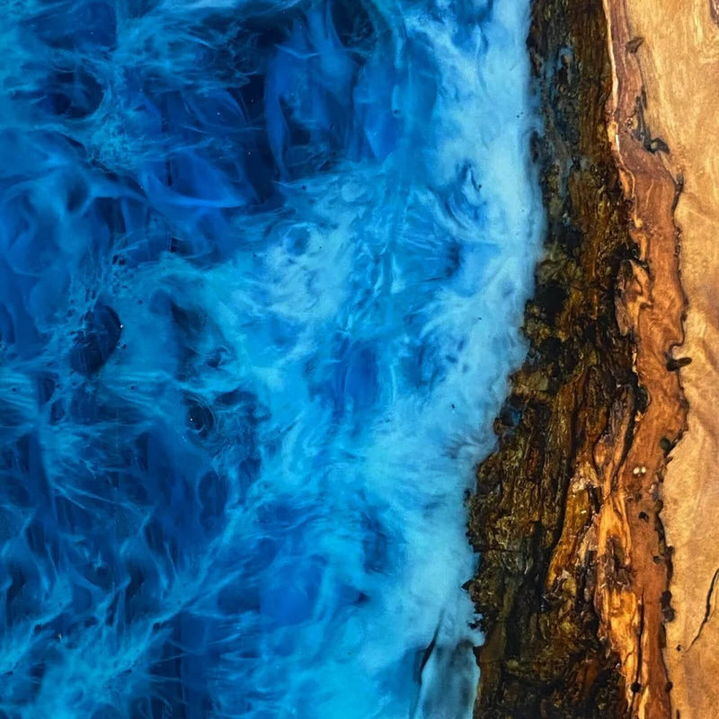 Custom Olive Epoxy Resin River Table Blue Resin ORT-16