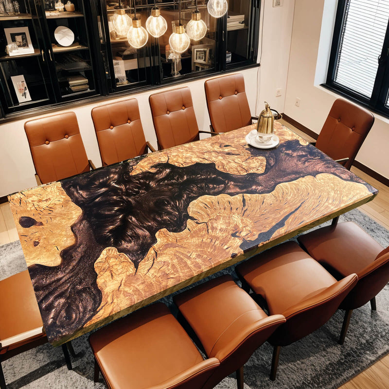 Custom Olive Epoxy Resin River Table Brown Resin ORT-10