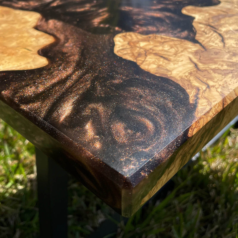 Custom Olive Epoxy Resin River Table Brown Resin ORT-10