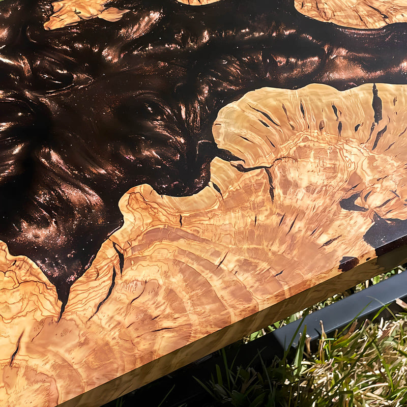 Custom Olive Epoxy Resin River Table Brown Resin ORT-10