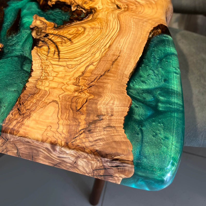 Custom Olive Epoxy Resin River Table Green Pearl ORT-43