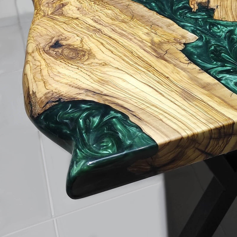 Custom Olive Epoxy Resin River Table Green Pearl ORT-30