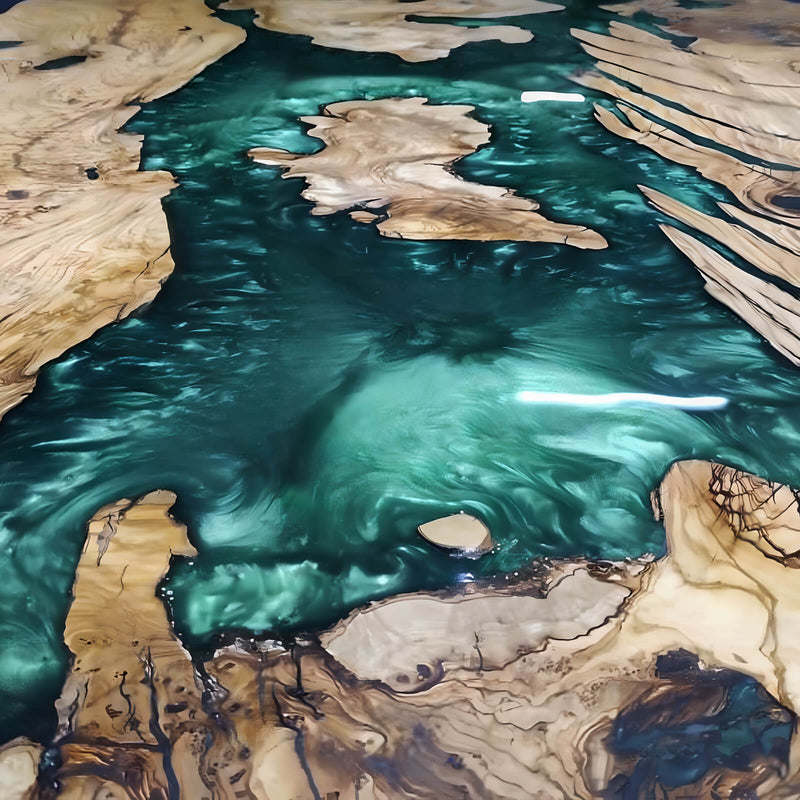 Custom Olive Epoxy Resin River Table Green Resin ORT-02