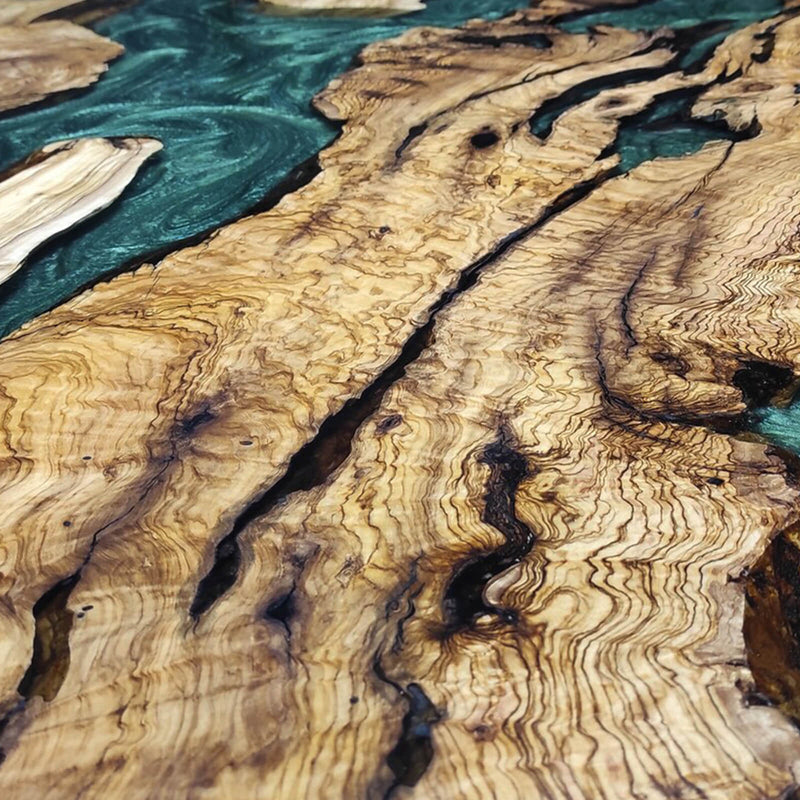 Custom Olive Epoxy Resin River Table Pearl Green ORT-42