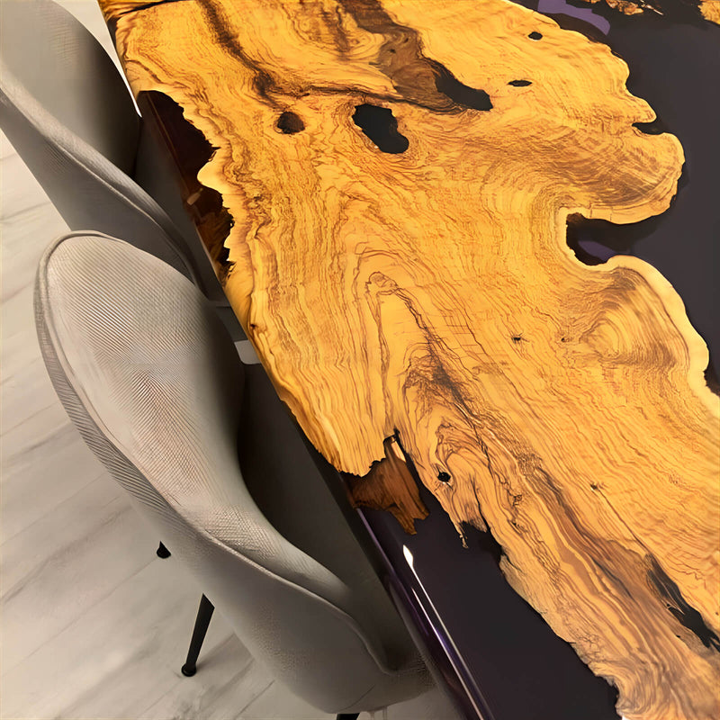 Custom Olive Epoxy Resin River Table Purple Resin ORT-19