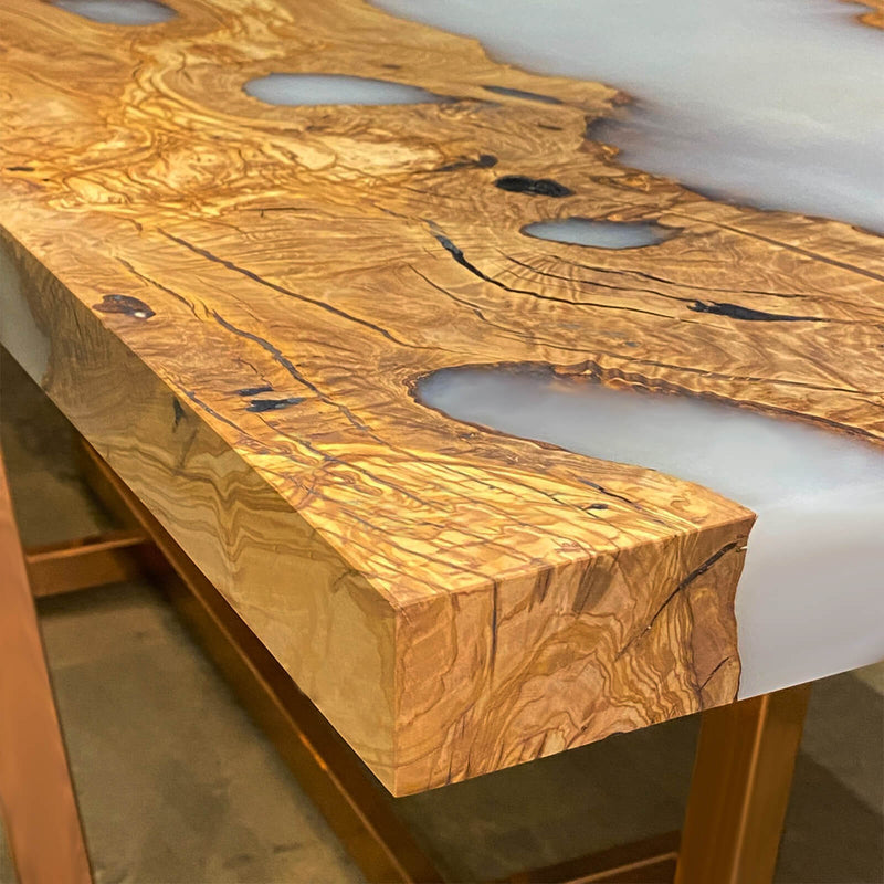 Custom Olive Epoxy Resin River Table White Resin ORT-25
