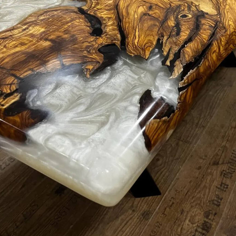 Custom Olive Epoxy Resin River Table White Resin ORT-15