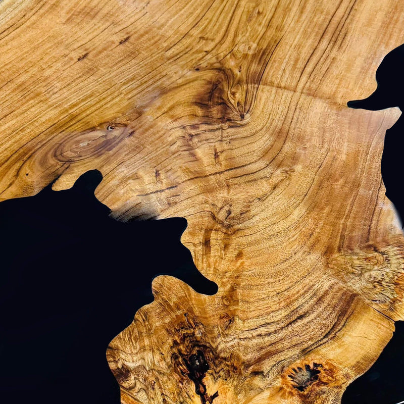 Custom Olive Epoxy Resin Round Coffee Table Black Resin CRT-46
