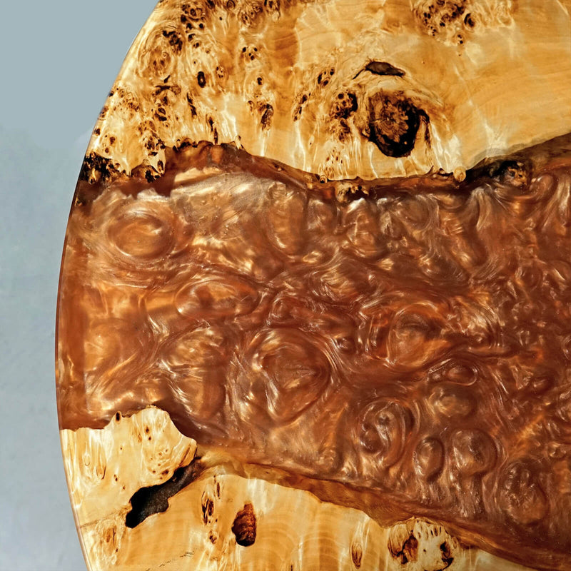 Custom Poplar Epoxy Resin Round Coffee Table Orange Resin CRT-22