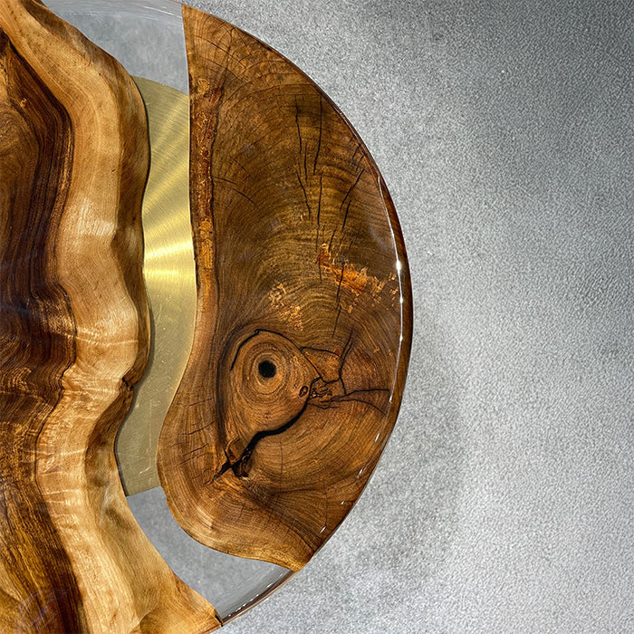Custom Black Walnut Transparent Round Epoxy Coffee Table CRT-06