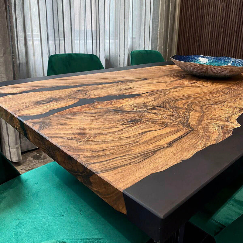 Custom Olive Epoxy Resin River Table Black Resin ORT-38