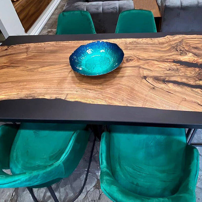 Custom Olive Epoxy Resin River Table Black Resin ORT-38
