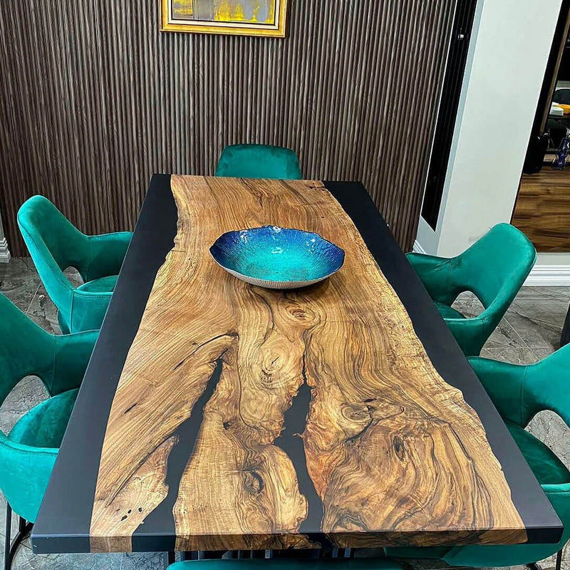Custom Olive Epoxy Resin River Table Black Resin ORT-38