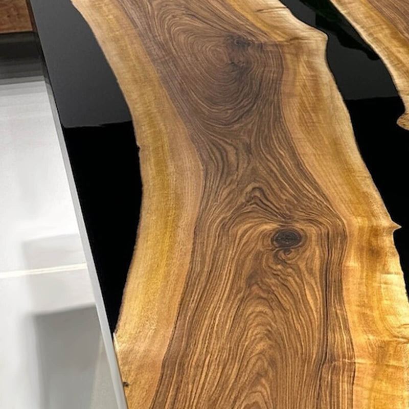 Custom Walnut Epoxy Resin River Table Black Resin WRT-14