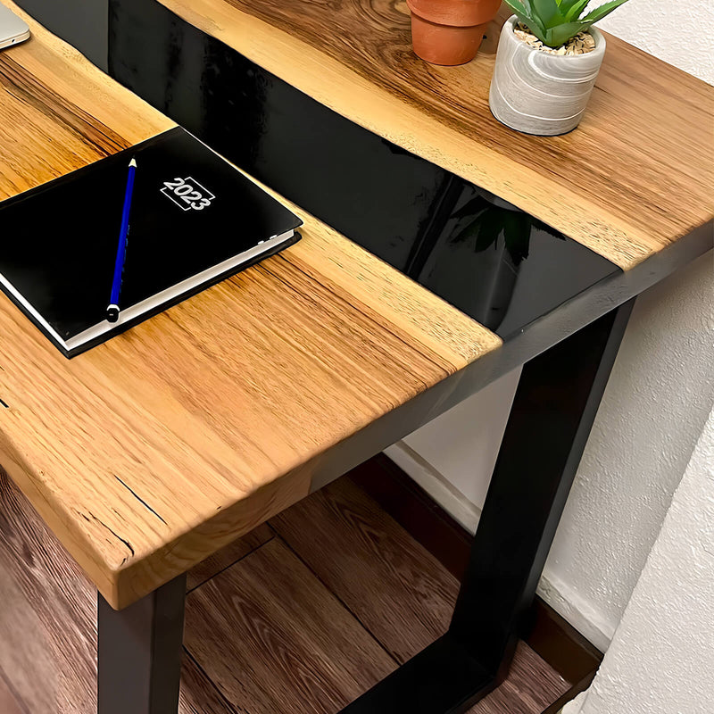 Custom Walnut Epoxy Resin River Table Black Resin WRT-05